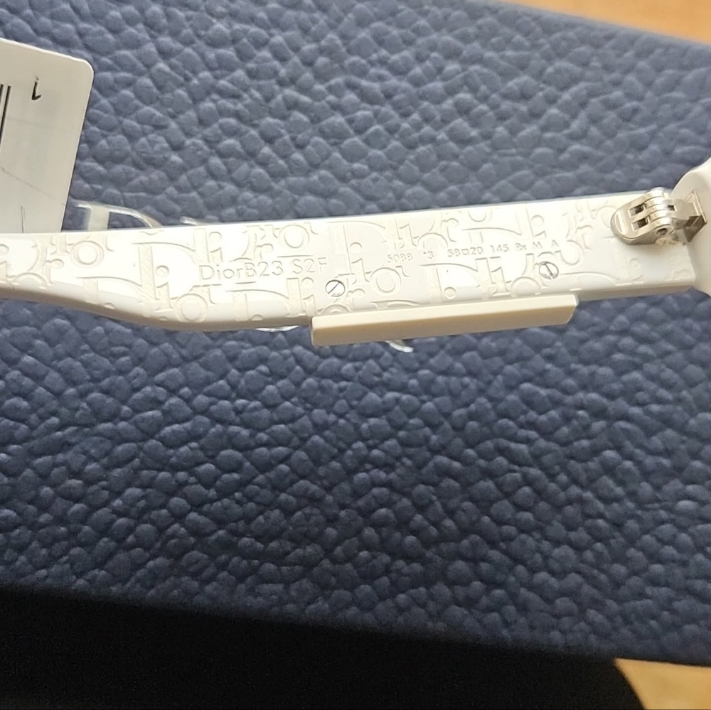 Dior White Sunglasses with Blue Lenses and Monogram Detail - Picture 5 of 8